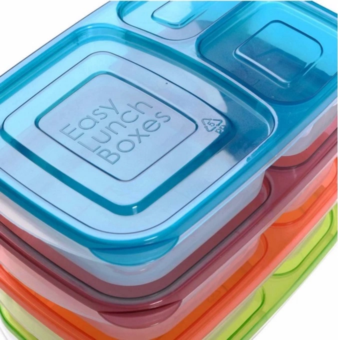 Plastic Bento Box 3 Compartment Plastic Kids Lunch Box