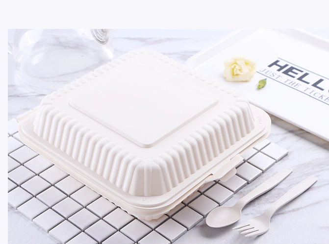 Corn Starch Lunch Box Clamshell 450ml Biodegradable Lunch Box Disposable Eco-Freindly Food Starch Lunch Container Composatable Takeaway Lunch Box