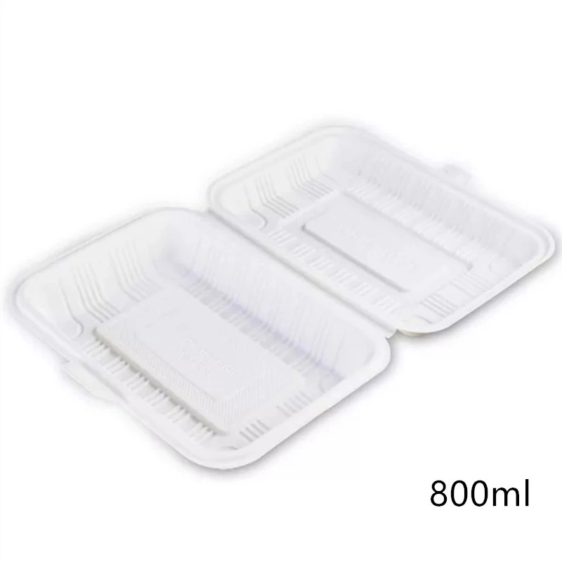 Rectangular 750/1000ml Biodegradable Disposable Lunch Box Takeaway Lunch Box Cornstarch Lunch Box