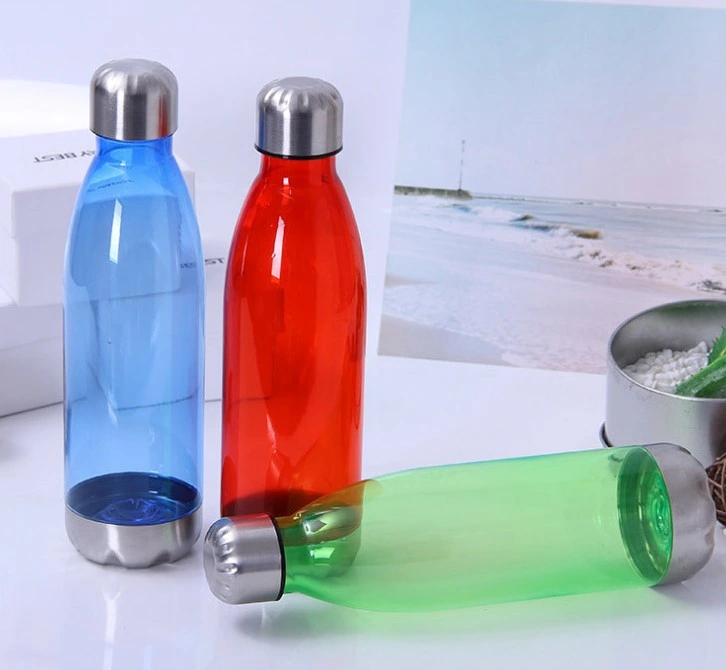 BPA Free Plastic Cola Bottle Shaped Reusable Tritan Water Bottle with Stainless Steel Cap