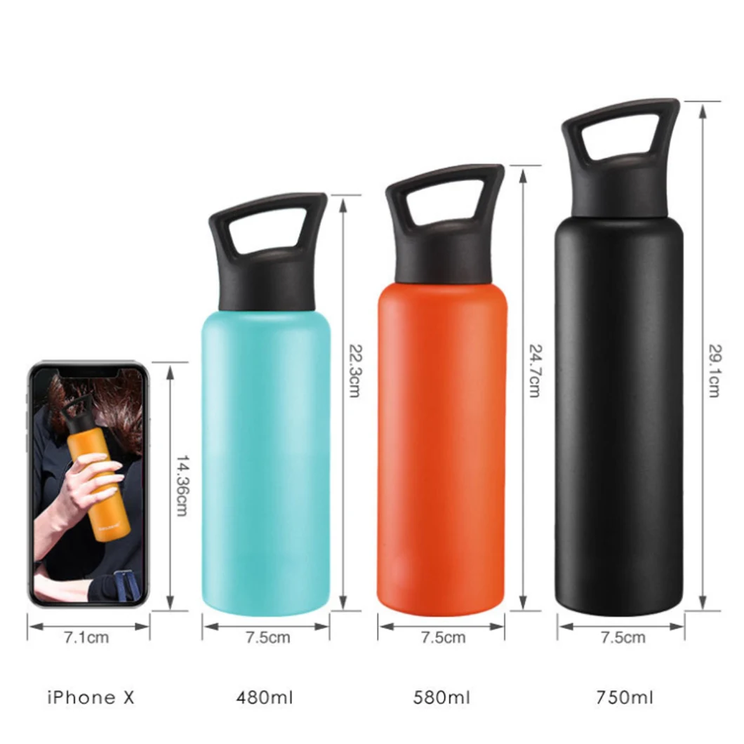 2020 Outdoor 350ml/500ml/600ml/750ml Double Wall Stainless Steel Vacuum Insulated Sport Water Bottle