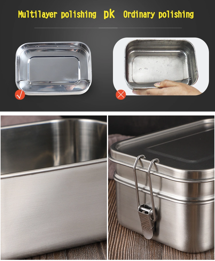 Reusable Sealed Double Layer Customizable Food Container Stainless Steel Lunch Box