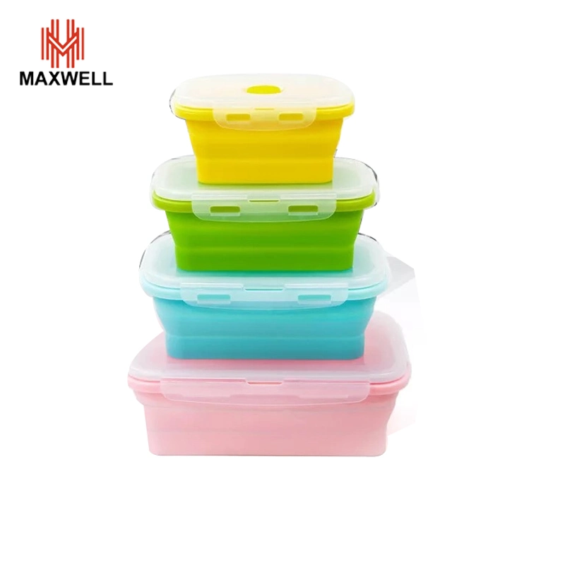 CE/RoHS 2020 New Microwavable P Foldable Leakproof Bento Kids Silicone Lunch Box