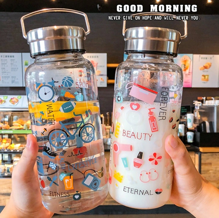 Factory Direct Sale High Quality Glass Water Bottle 1000ml with Stainless Steel Cap
