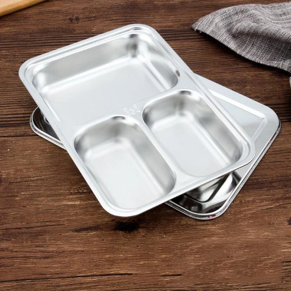 Wholesale Stainless Steel Divided Plate Measuring Trays Great for Camping Kids Lunch Every Day Food Serve