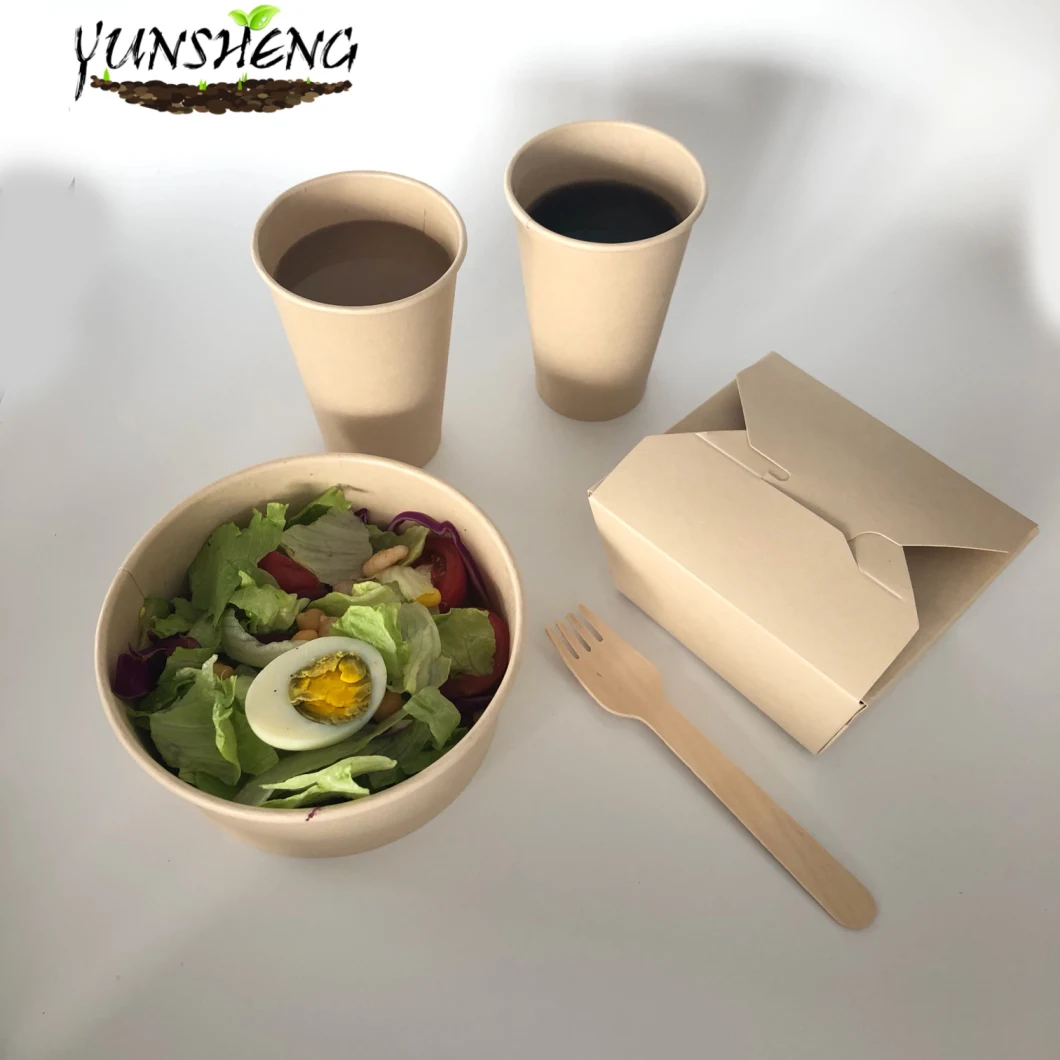 Biodegradable Disposable Bamboo Paper Folding Boxes for Takeaway Food/Biodegradable Wheat Straw Paper Boxes/Compostable Light Brown Paper Box