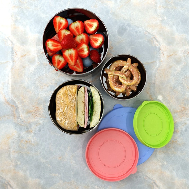 Storage Box Plastic Lid Children Kids Stackable Snack Container Stainless Steel Lunch Box Food Container