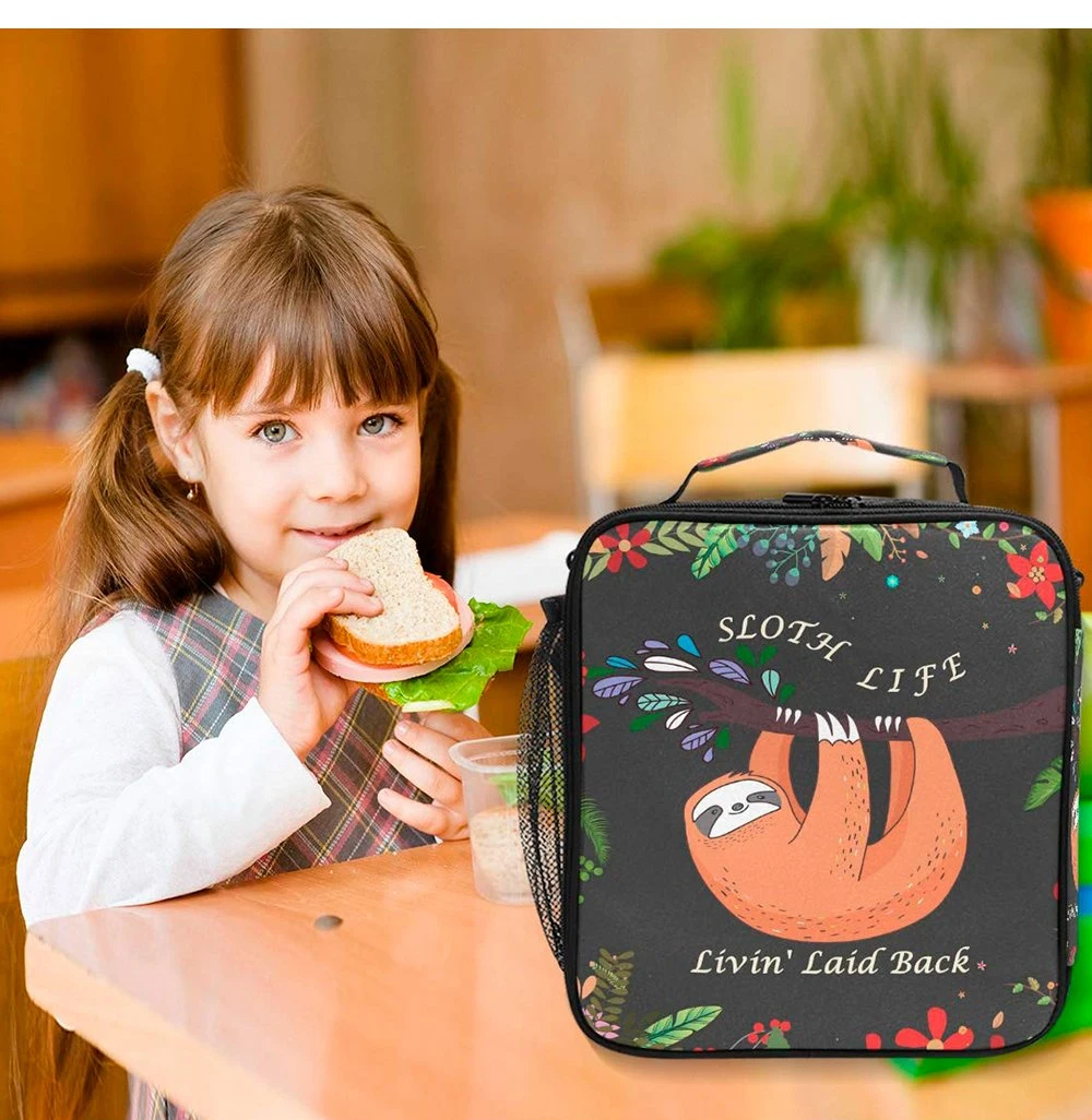 Wholesale Cute Sloth Lunch Box for Kids Custom Girls Insulated Lunch Bag Cooler Zipper Meal Tote for School Work Picnic