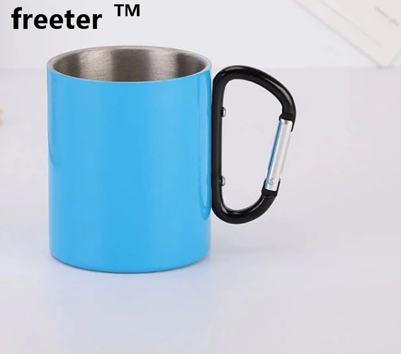 Stainless Steel Mug, Double Layer with Carabiner, Customized Designs Are Accepted