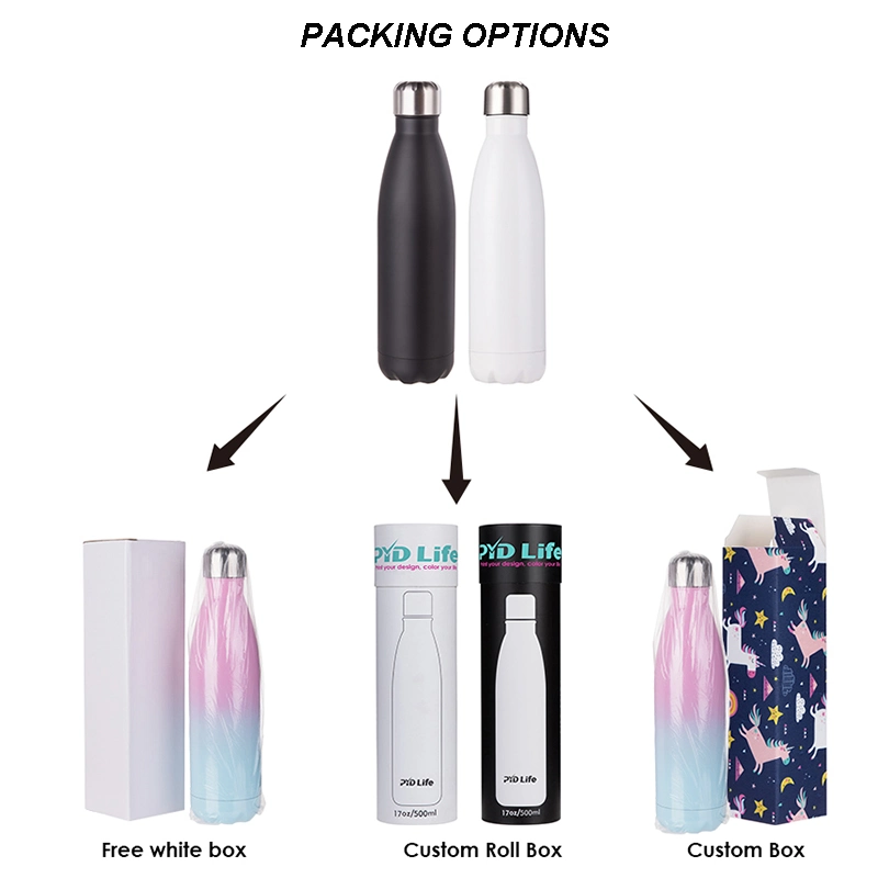 2021 500ml Cola Shape Water Bottle Custom Reusable Sport Stainless Steel Double Wall Vacuum Insulated Flask with Cleaning Brush