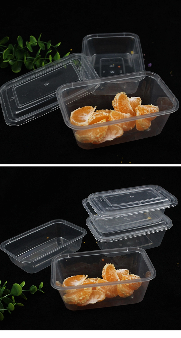 Disposable Microwave Transparent PP Plastic Food Container Plastic Takeaway Bento Lunch Box with Lid