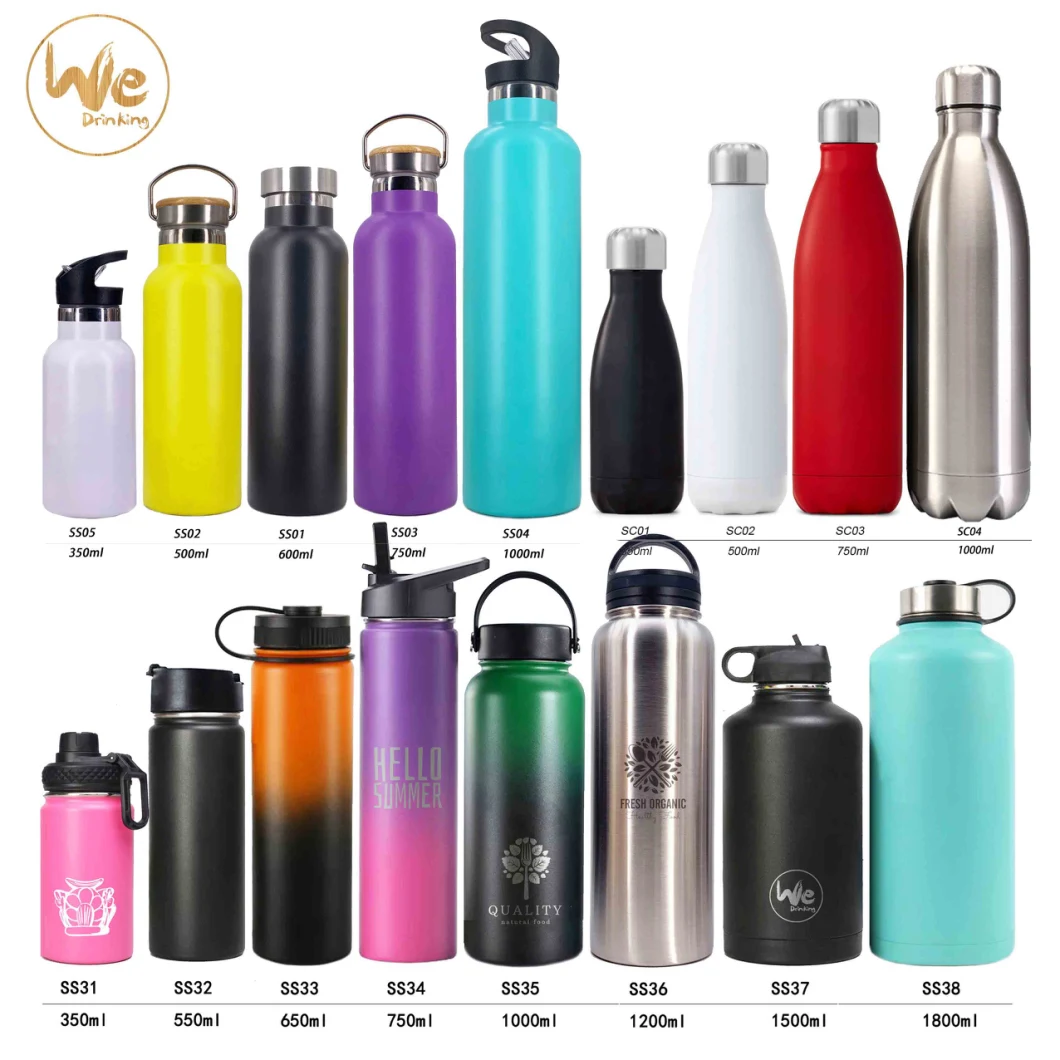 600ml 750ml Stainless Steel Insulated Stainless Steel Water Bottle with Bamboo Lid
