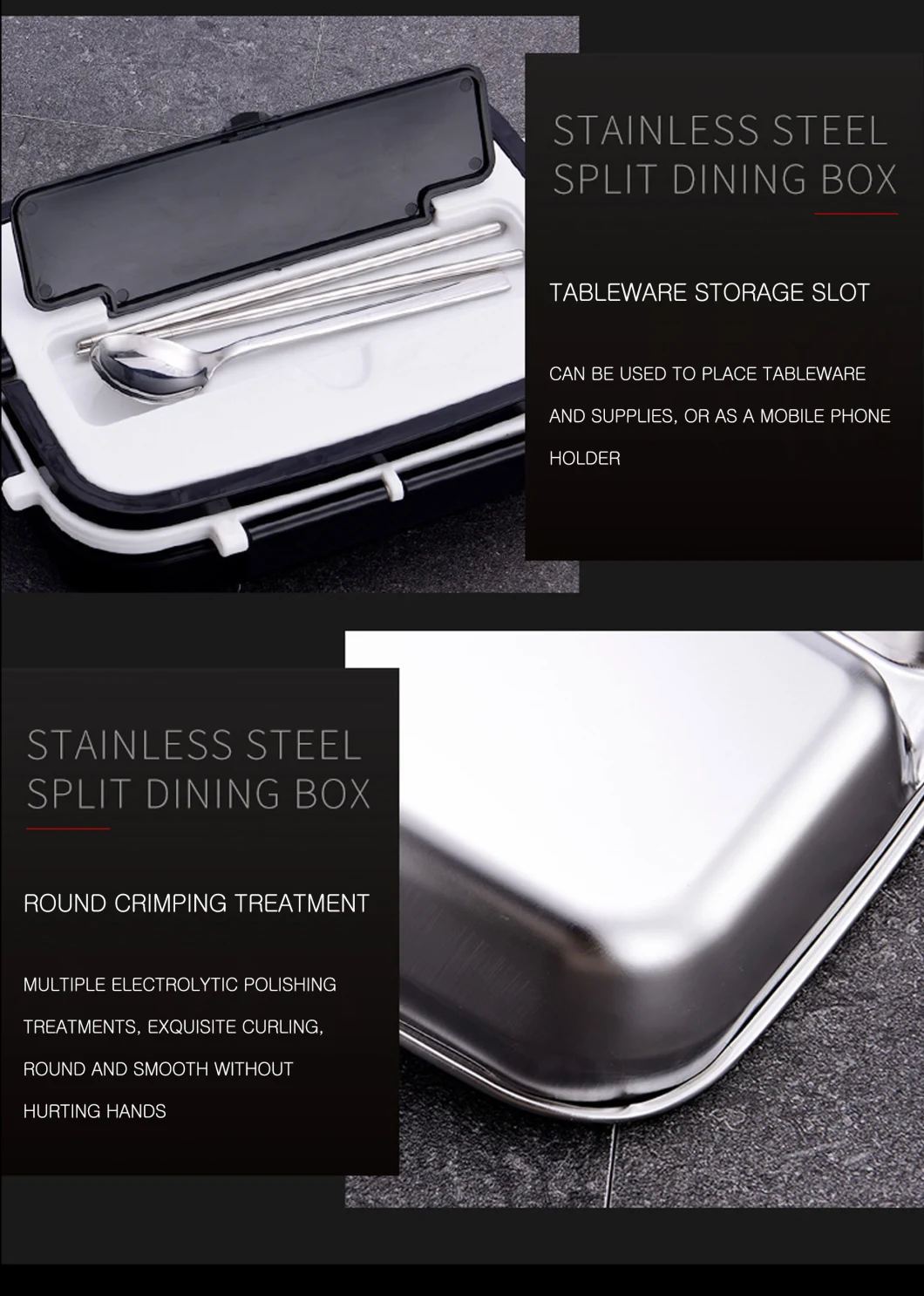 OEM Factory Wholesale Price Good Quality Eco Friendly 304 Stainless Steel Plastic Lunch Box for Camping