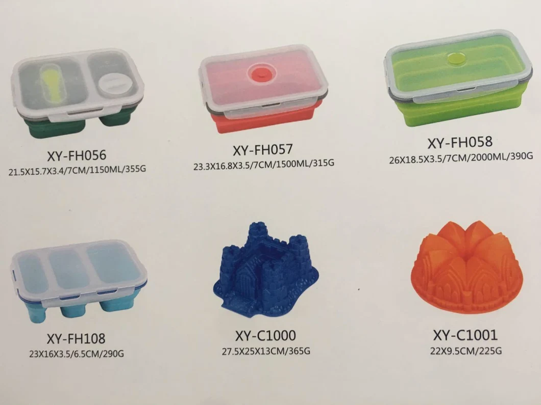 Customer Designed Silicone Stackable Children Food Grade Storage Bento Lunch Box