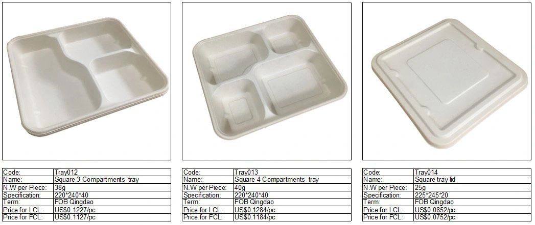 Bagasse or Wheat Straw Biodegradable Potato Tray with Lid