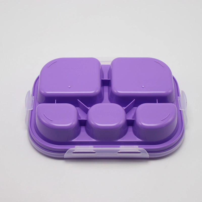 Reusable 5-Compartment Plastic Divided Food Storage Container Boxes for Kids Children Adults