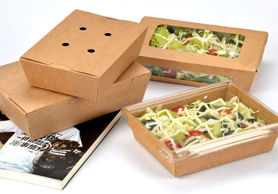 Paper Lunch Box Take out Lunch Box to Go Lunch Box with Two Windows