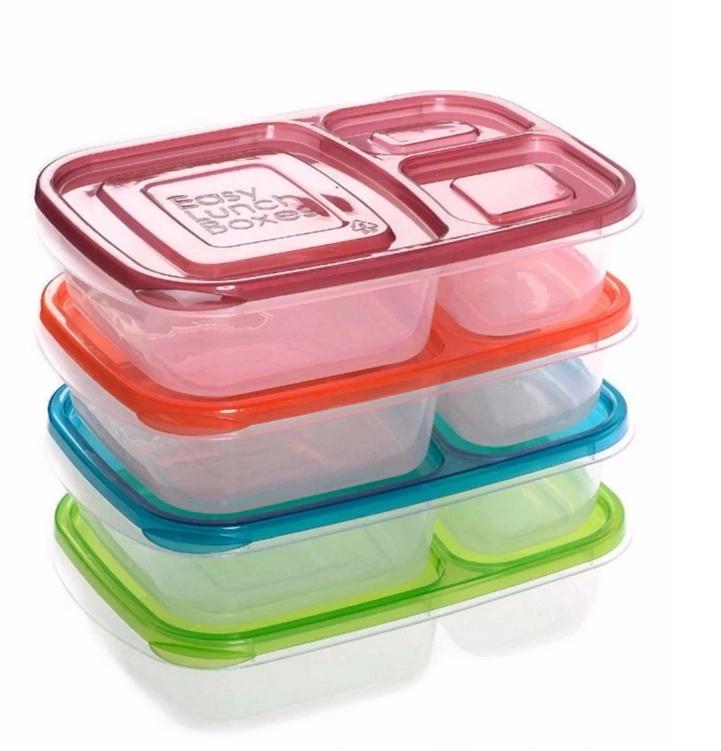 Plastic Bento Box 3 Compartment Plastic Kids Lunch Box