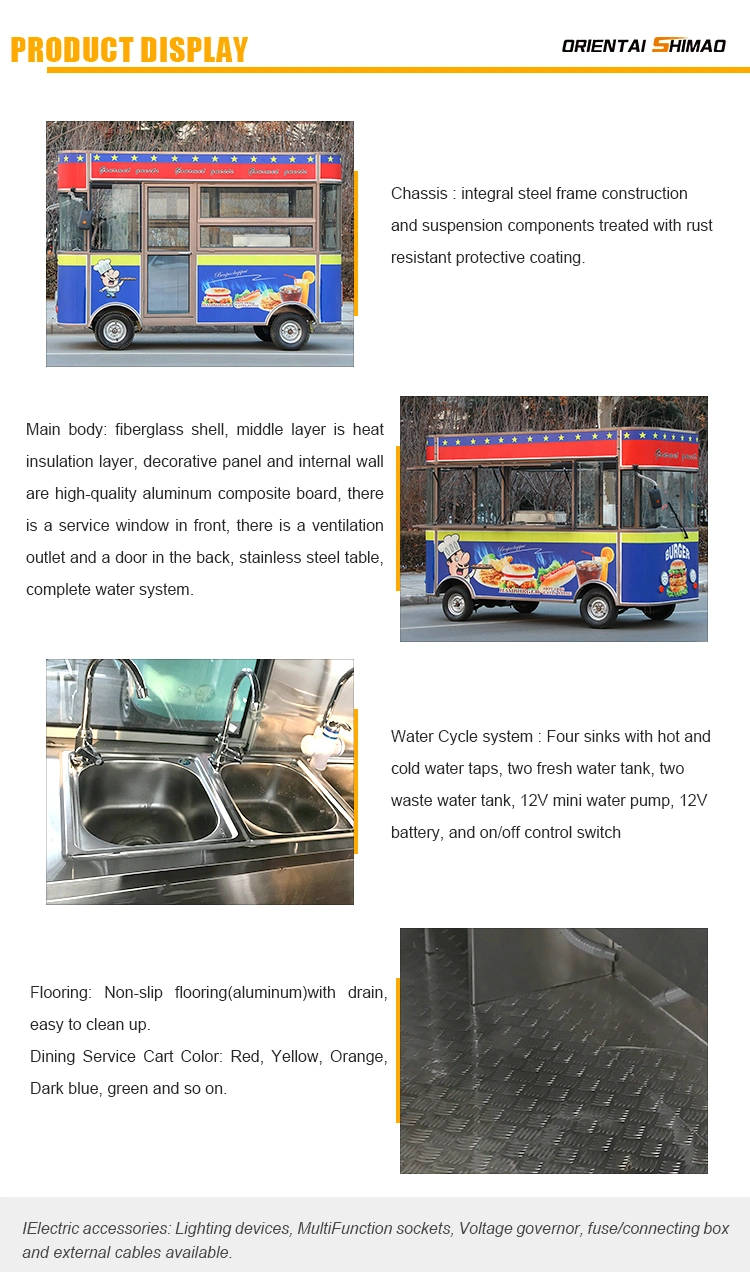 High Quality Stainless Steel Street Bus Food Cart Snack Food Bike