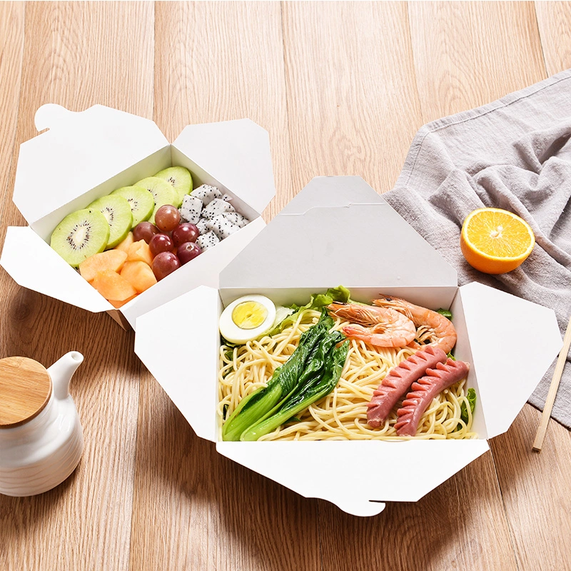 Customized Takeaway Food Container 1080ml Disposable Kraft Paper Lunch Box with High Quality