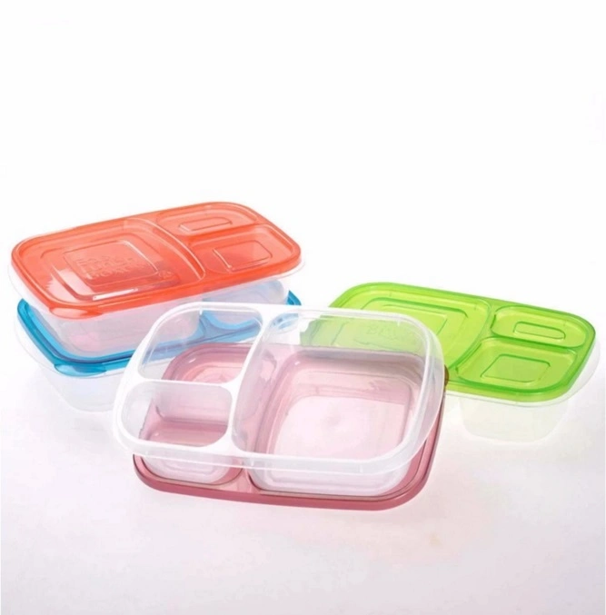 Plastic Bento Box 3 Compartment Plastic Kids Lunch Box