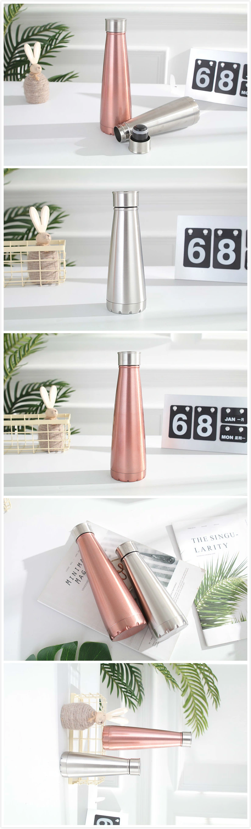 Second Generation Stainless Steel Double Layer Vacuum Cola Wine Bottle with Cover