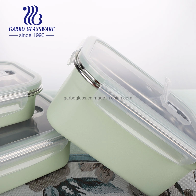 4.3inch Hot Sale Airtight Metal Crisper White/Green/Black Customized Powder Coated Lunch Box Stainless Steel Food Storage Container