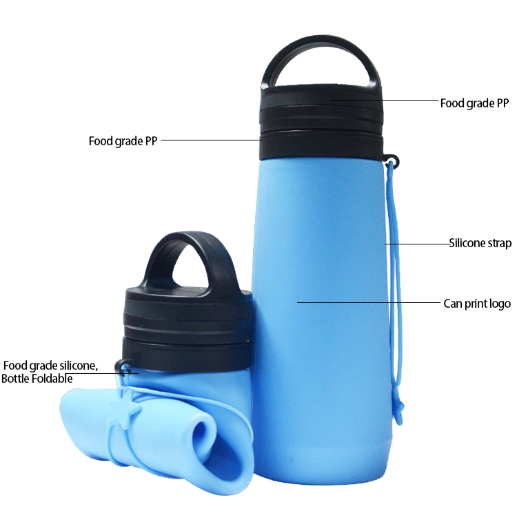 Custom BPA Free Foldable Sport Drink Collapsible Silicone Water Bottles with Custom Logo