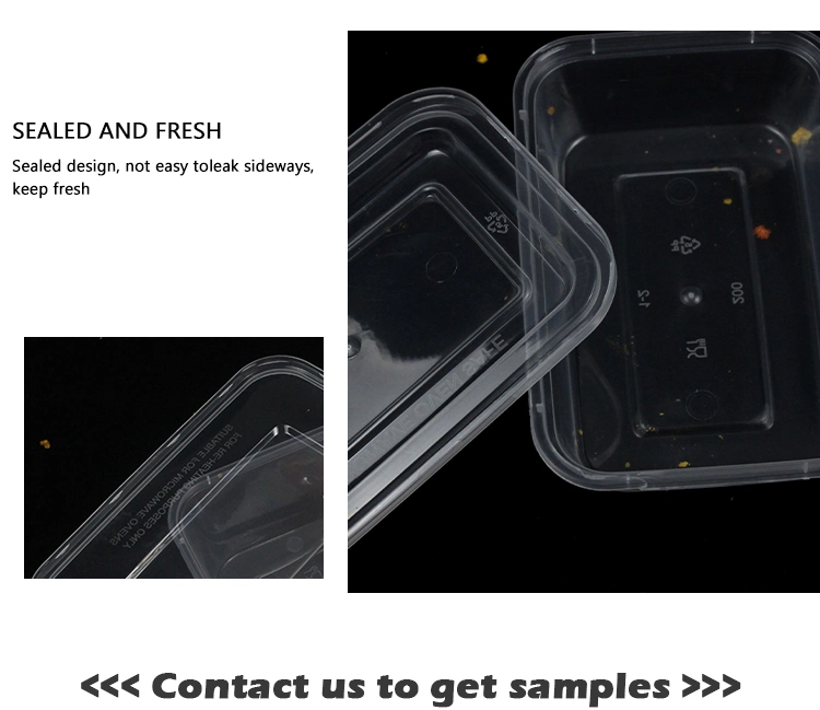 Disposable Microwave Transparent PP Plastic Food Container Plastic Takeaway Bento Lunch Box with Lid