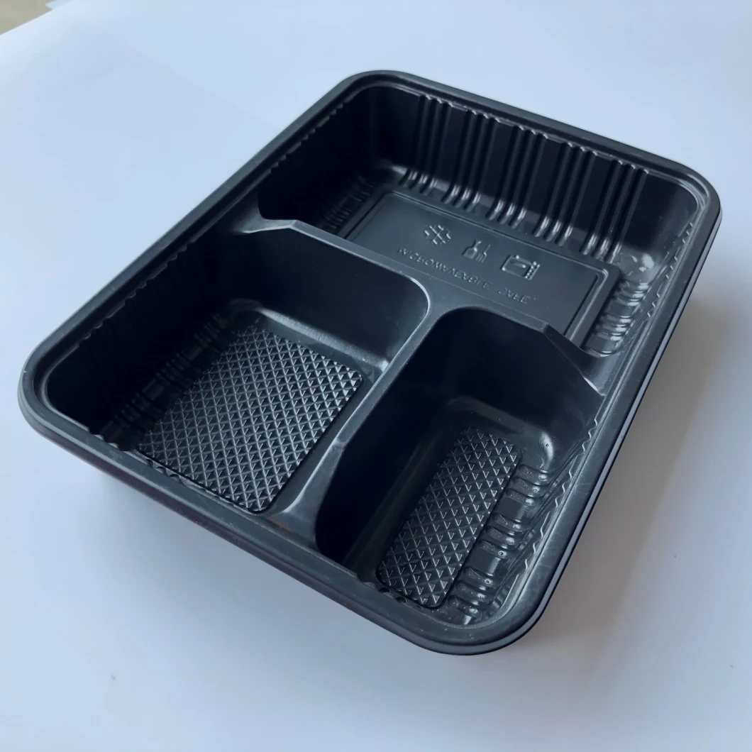 Disposable Large capacity Takeaway Food Container Food Box Three Compartment Tray