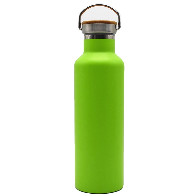 500ml Stainless Steel Sport Bamboo Water Bottle, Double Wall Vacuum Flask with Bamboo Lid