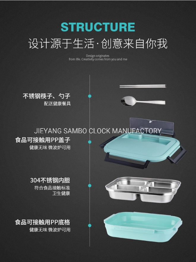 Customized Double Layer Big Stainless Steel 304 Plastic Bento Dinner Lunch Box