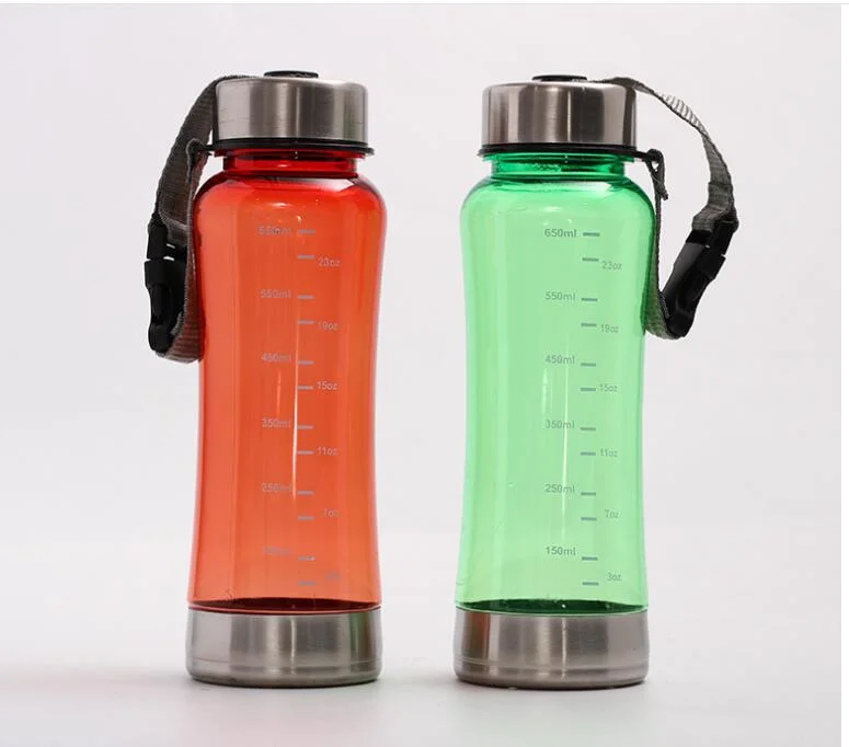 650ml Plastic Water Bottle with Stainless Steel Cap and Bottom