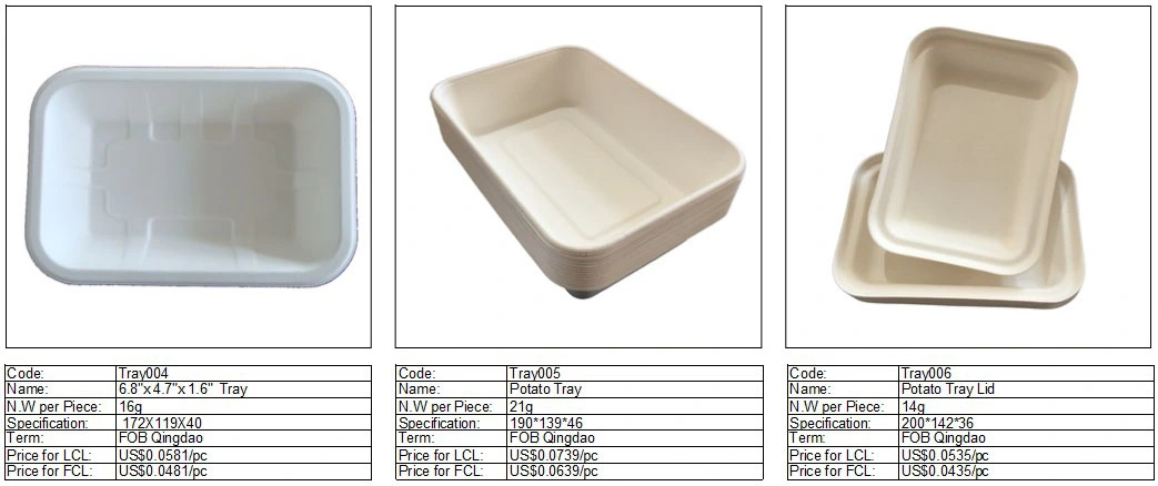 Bagasse or Wheat Straw Biodegradable Potato Tray with Lid