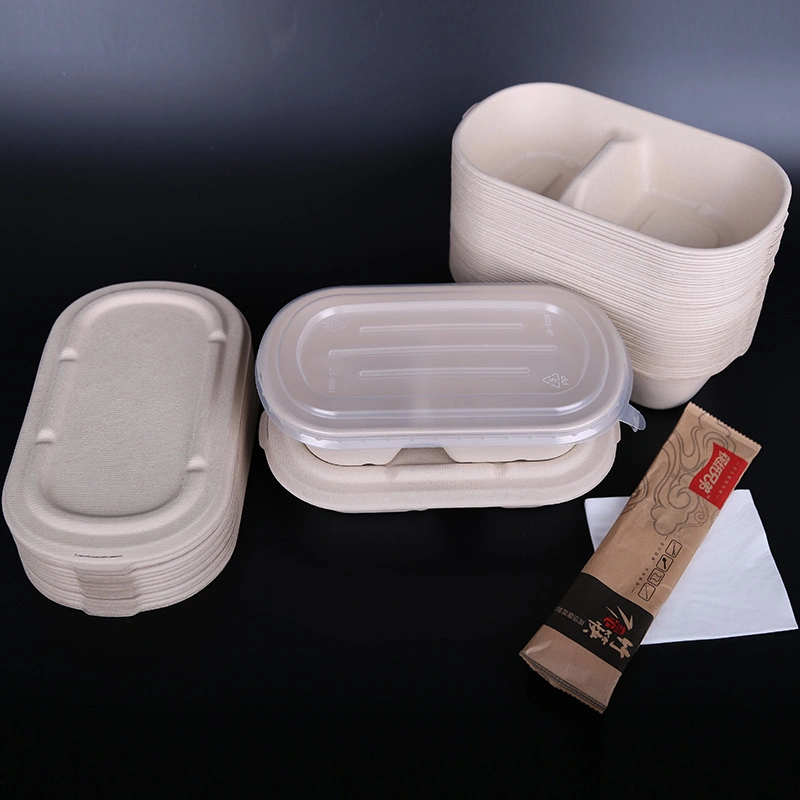 Biodegradable Disposable Wheat Straw Pulp Lunch Packaging Food Container