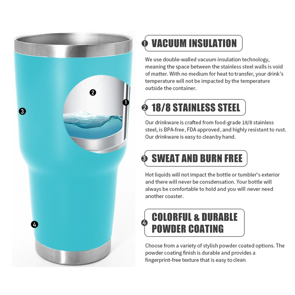 30oz Insulated Double Walled Vacuum Stainless Steel Travel Mug Tumbler with Leak-Proof Lid
