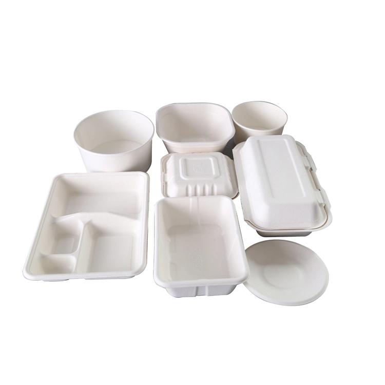 Biodegradable Disposable Wheat Straw Pulp Lunch Packaging Food Container