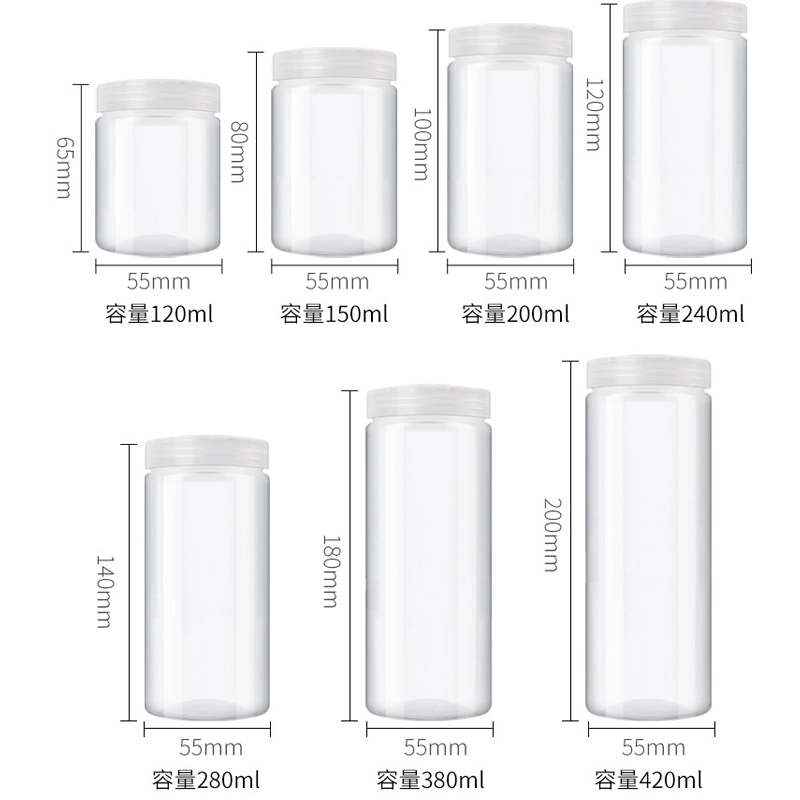 Clear Empty Jar Food Grade Air Tight Plastic Storage Containers with Lids