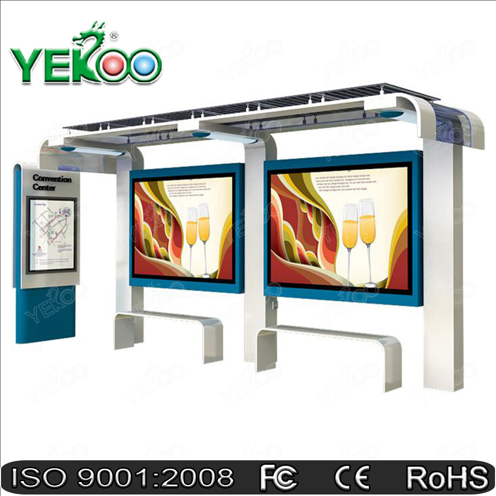 Outdoor PC Proof Stainless Steel Solar Energy Advertisement Bus Stop