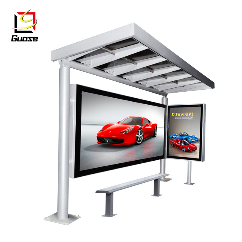 Outdoor Bus Stop Advertisement Light Box Bus Shelters in Stainless Steel Aluminium Bus Stop Station Manufacturer