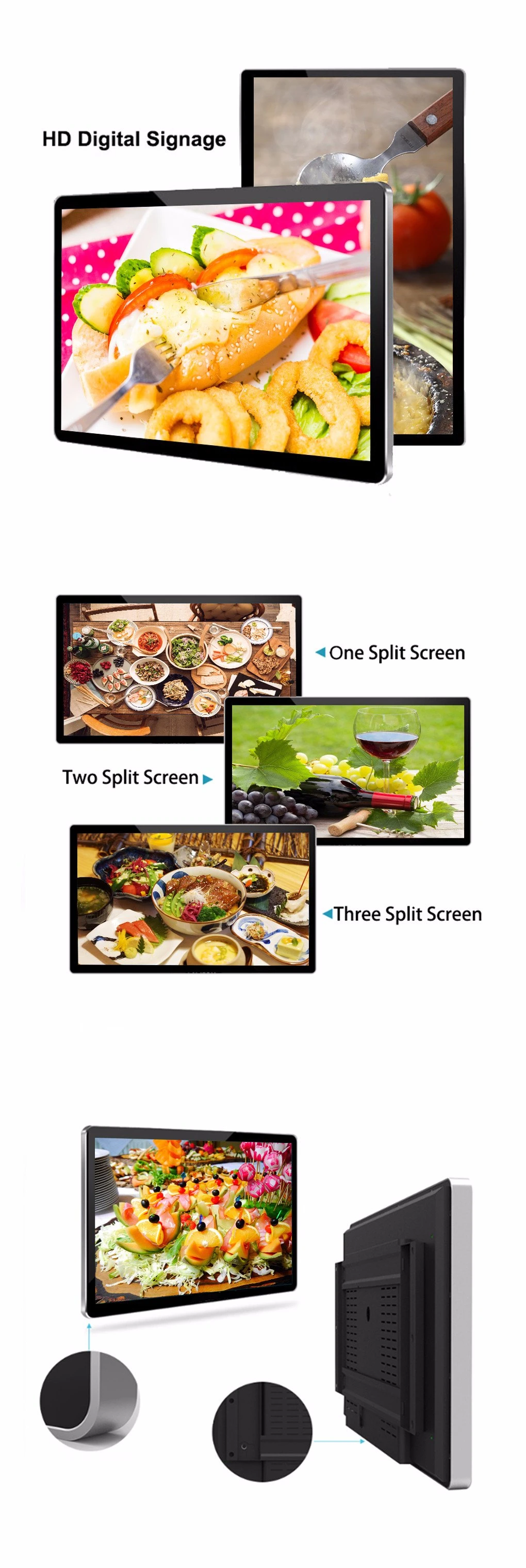 32 Inch Advertising Player Ad Player Ultra-Wall Mount Kiosk Digital Advertising Screens LCD Digital Signage