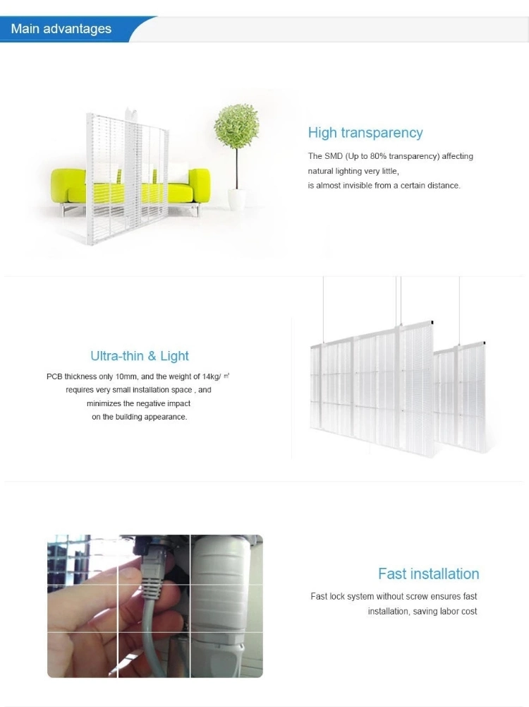 LED Transparent Screen LED Video Wall LED Display for Glass Wall