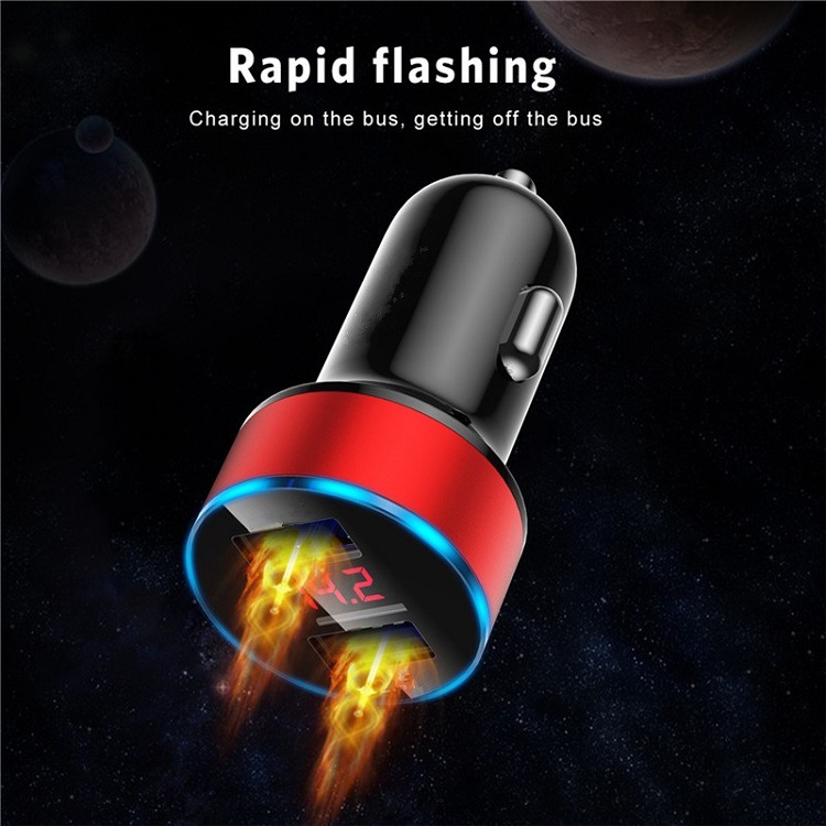 Car Charging Accessories Dual USB Car Charger LED Display Car Charger for Phone