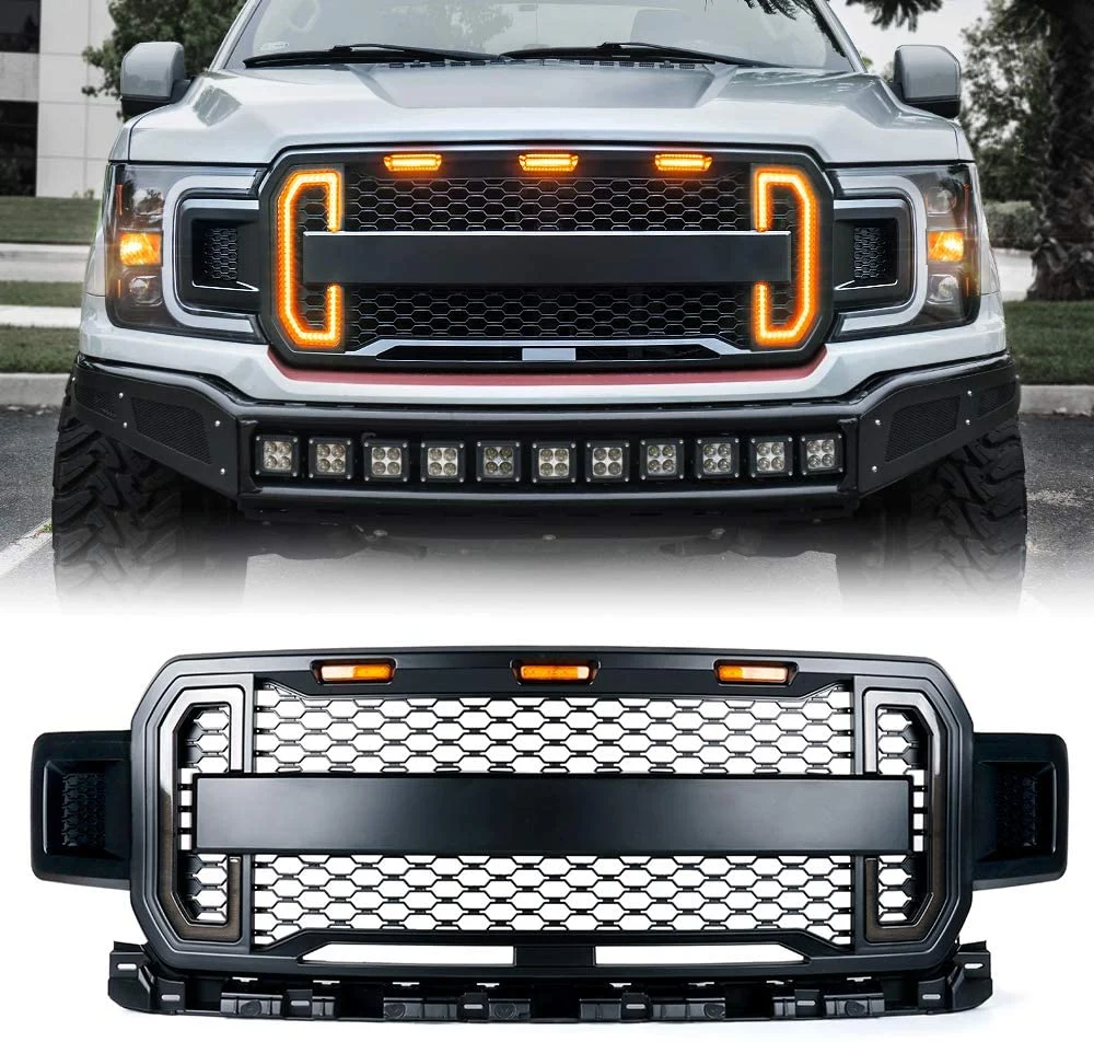 Dongsui 4X4 Car Front Grill with LED Light Truck Accessories for Ford F150