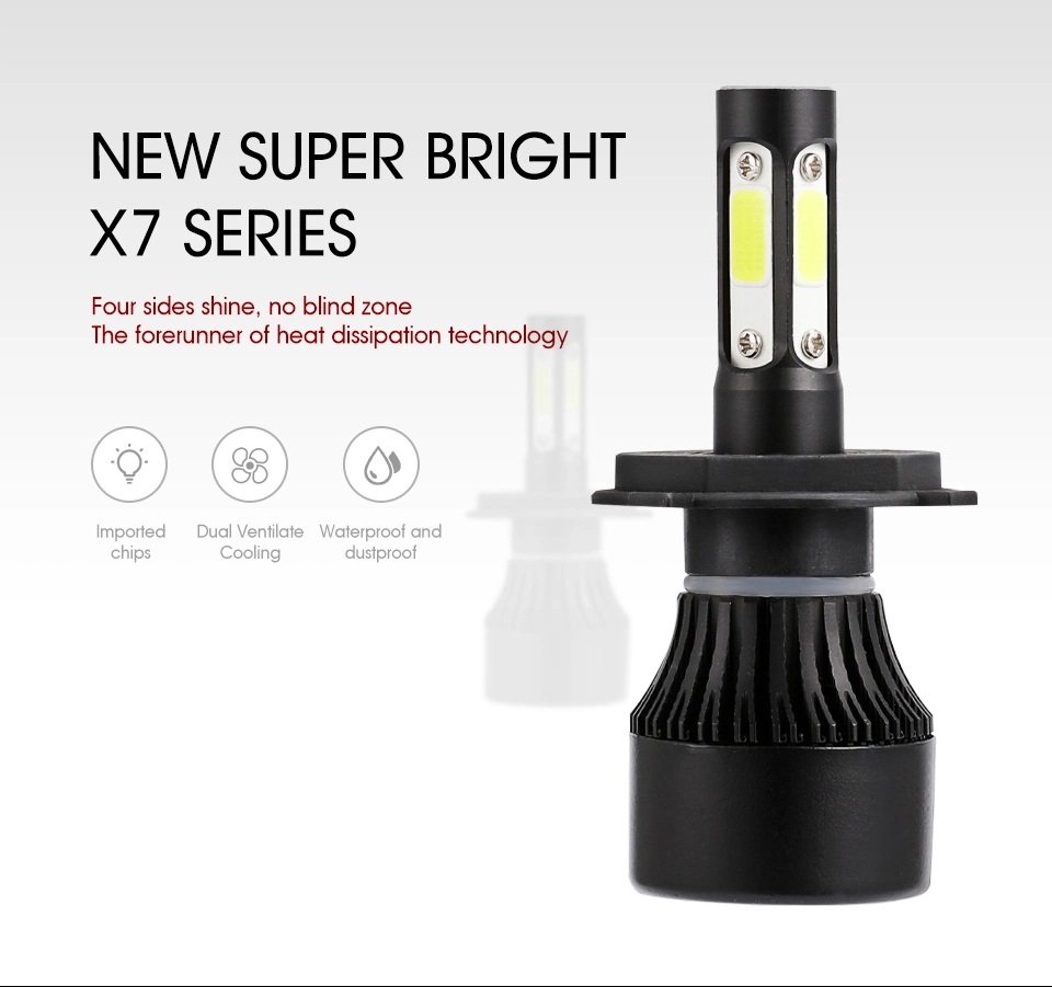 Hot Sale High Quality Black Automobile Motorcycle Truck Lights LED Headlight IP67 Waterproof X7 H4 H7