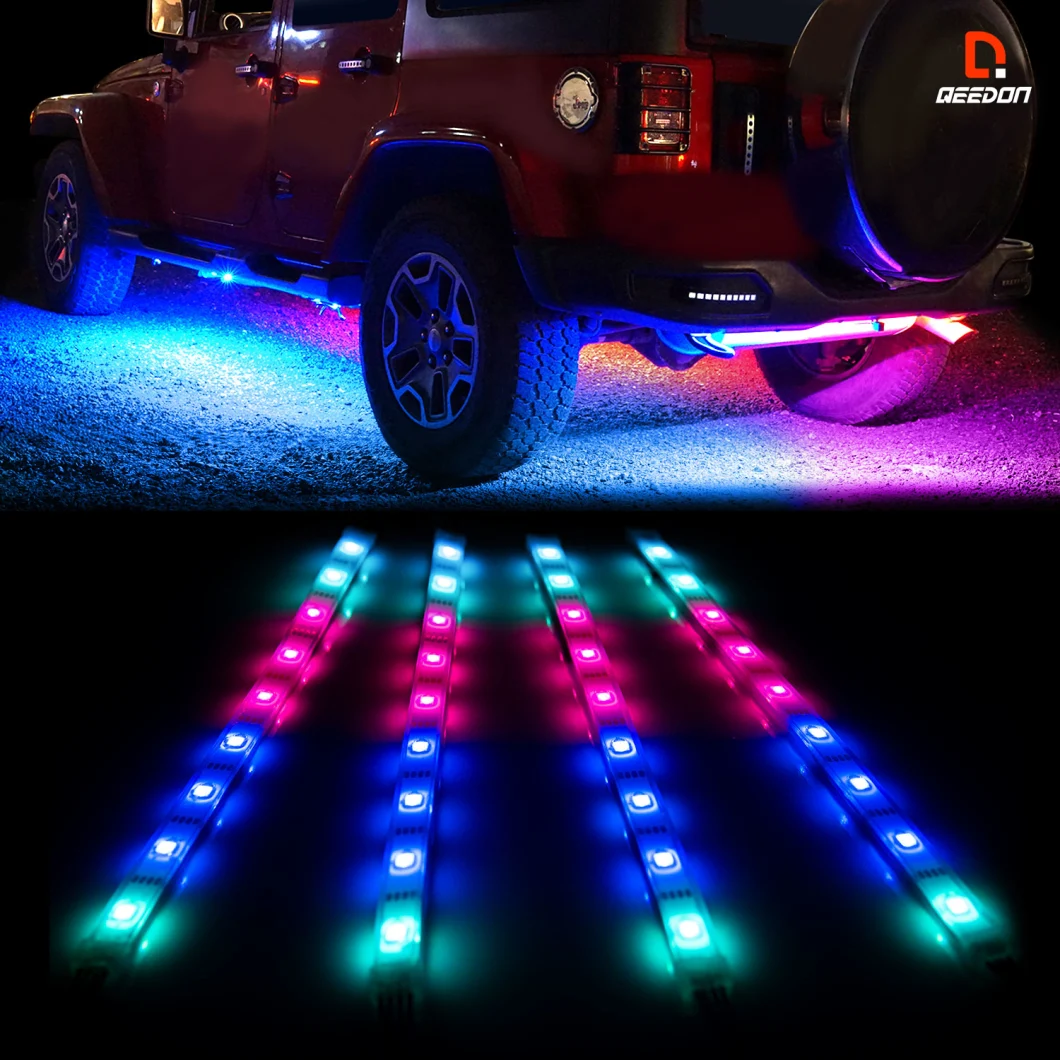 DOT 7inch LED Headlights + Flexible Strip Lights for Truck Offroad Jeep Wrangler Defender with APP Controller