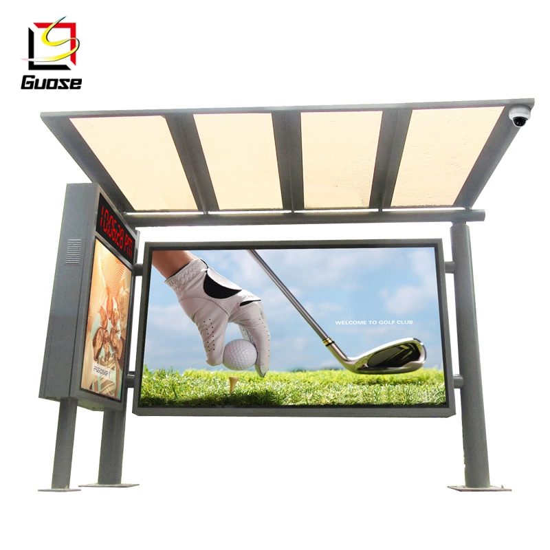 Advertising Bus Shelter Metal Stop Advertising Light Box Shelters Street Furniture Aluminum Frame Stainless Steel Bench