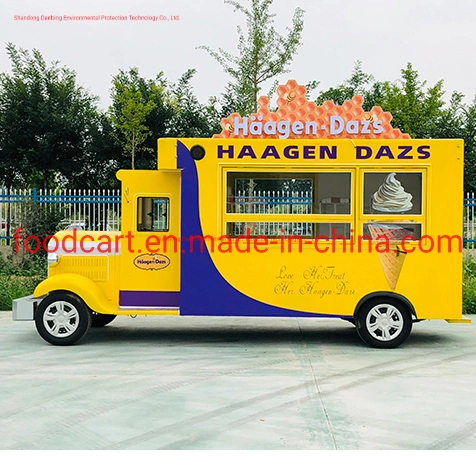 Square Top Outdoor Ice Cream Fast Food Truck/Mobile Food Truck/Coffee Truck/Vending Cart