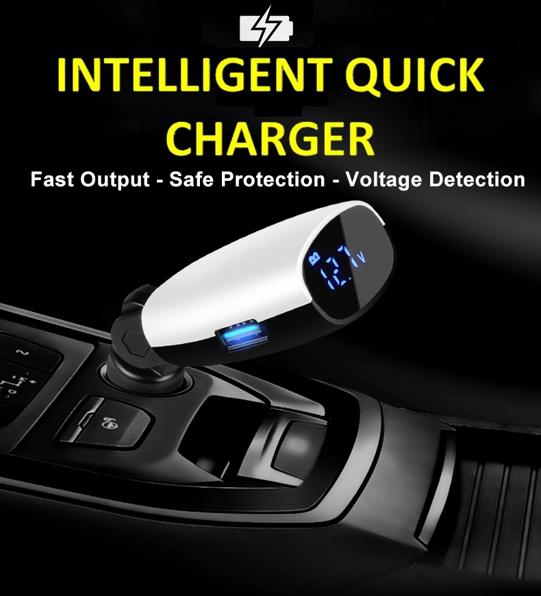 Car Cigarette Hole Dual Car Charger with LED Display 12V`24V