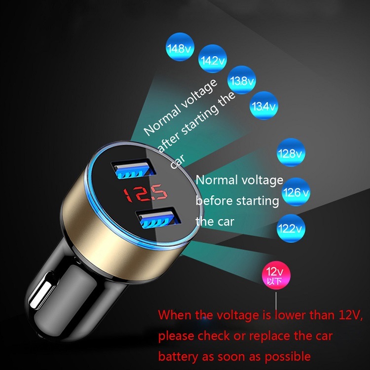Car Charging Accessories Dual USB Car Charger LED Display Car Charger for Phone